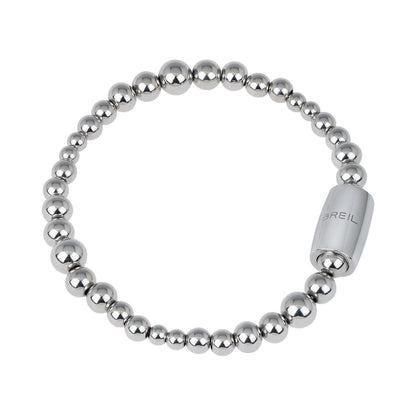 Elegante Breil armband voor dames met zilveren bollen en merklogo.