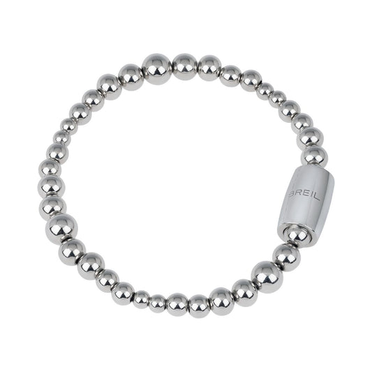 Elegante Breil armband voor dames met zilveren bollen en merklogo.