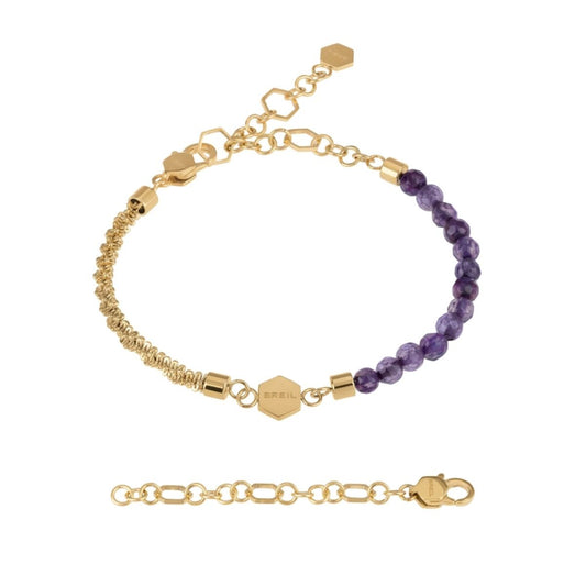 Breil armband voor dames met paarse kralen en een elegant, verfijnd ontwerp.