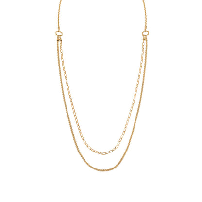 Elegante gouden Breil ketting voor dames met dubbele schakelstructuur.