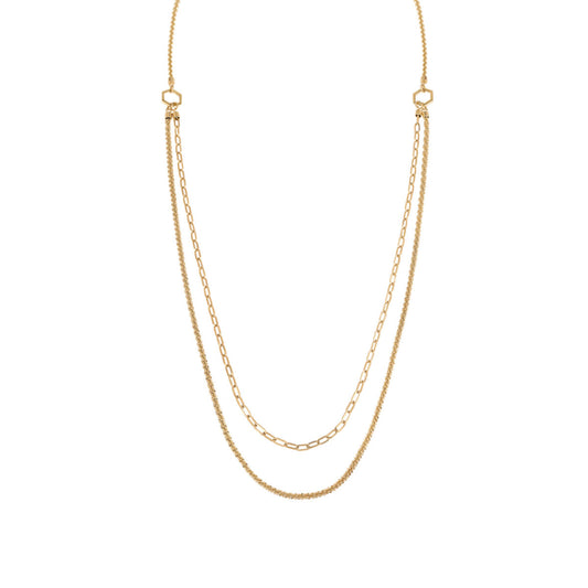 Elegante gouden Breil ketting voor dames met dubbele schakelstructuur.