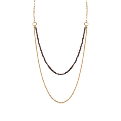 Breil dames ketting met dubbele gouden en bordeauxkleurige schakels, elegante uitstraling.