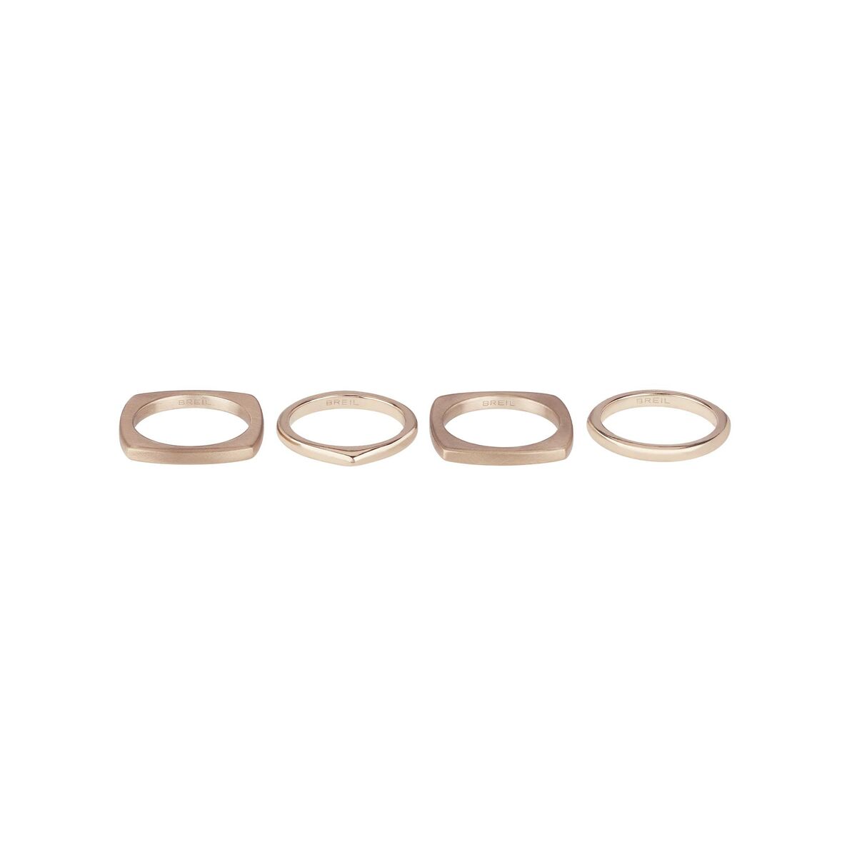 Detail van de Breil Ring Dames 14 Karaat met verschillende vormen en afwerkingen.