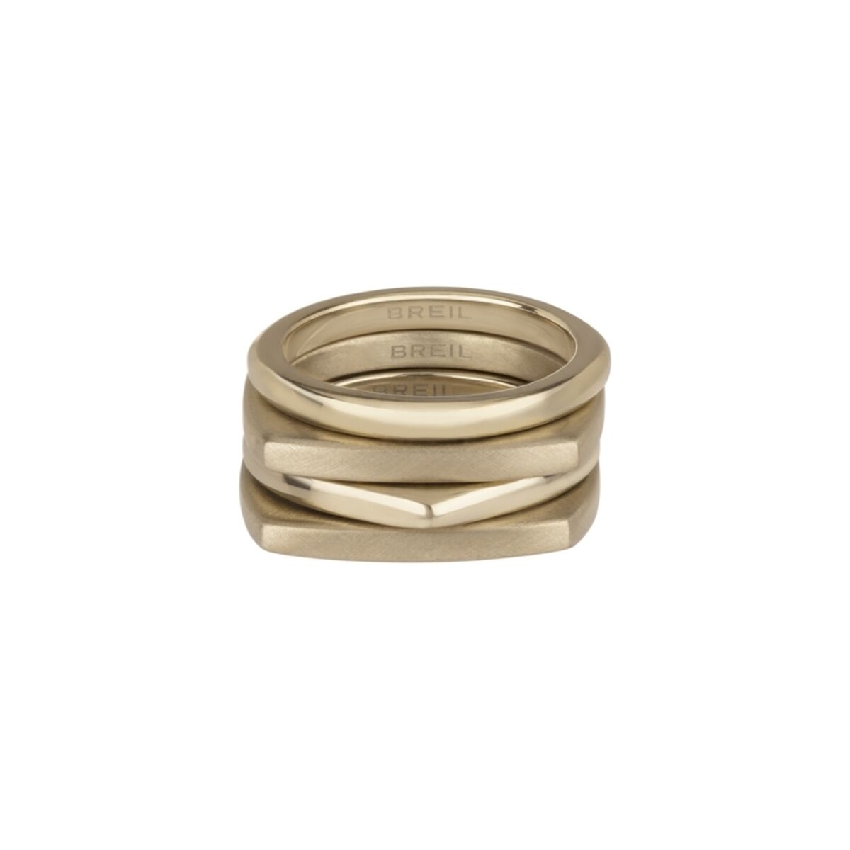 Gouden Breil ring voor dames met stijlvol, modern design en meerdere ringen.