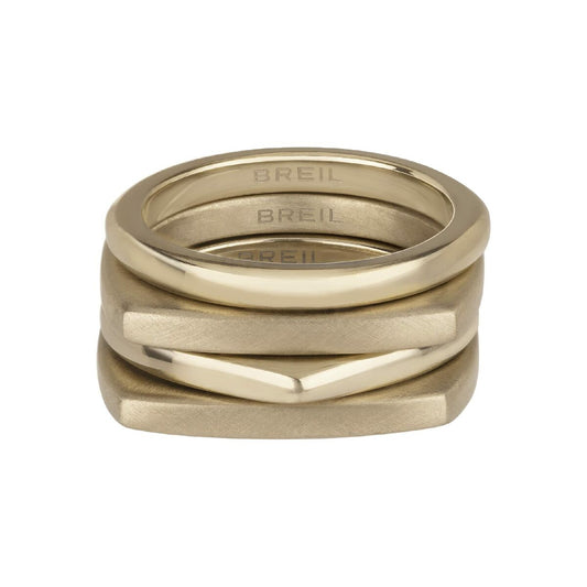 Gelaagde gouden Breil ring voor dames, exclusief ontwerp met moderne vormen.