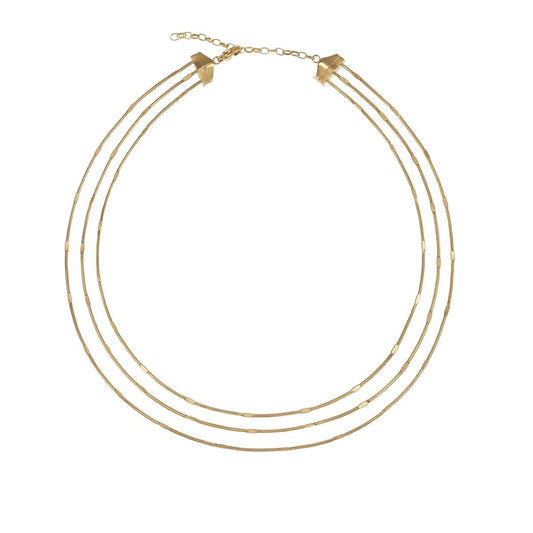 Elegante gouden Breil ketting met meerdere lagen, perfect voor elke gelegenheid.