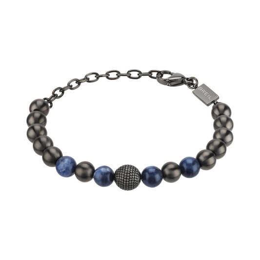 Elegante Breil armband voor dames met zwarte en blauwe kralen, stijlvol ontwerp.