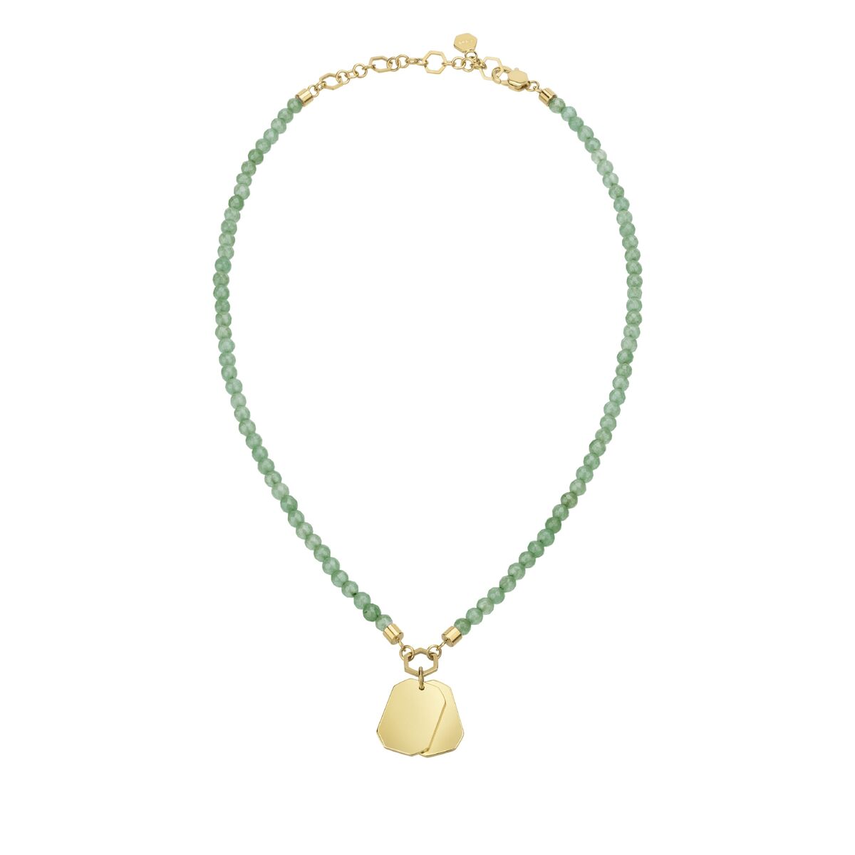 Breil ketting TJ3152 met groene kralen en gouden hanger, elegant design.
