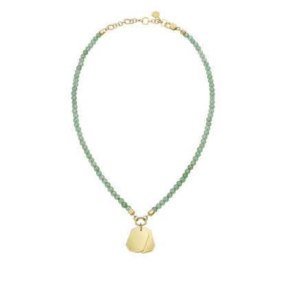 Breil ketting TJ3152 met groene kralen en gouden hanger, elegant design.