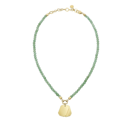 Breil ketting TJ3152 met groene kralen en gouden hanger, elegant design.