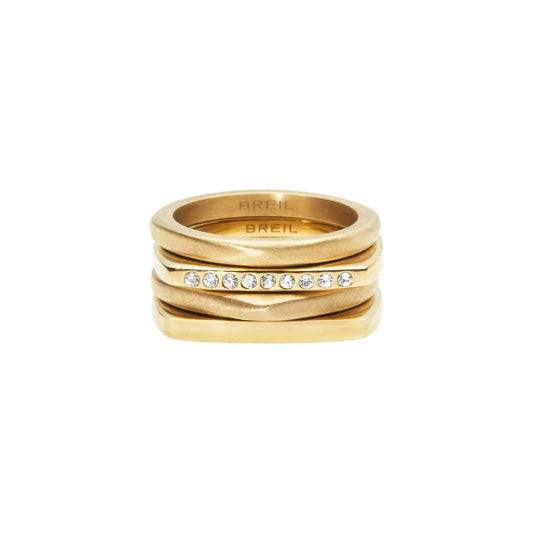 Gouden Breil ring voor dames met elegante details en glinsterende stenen.