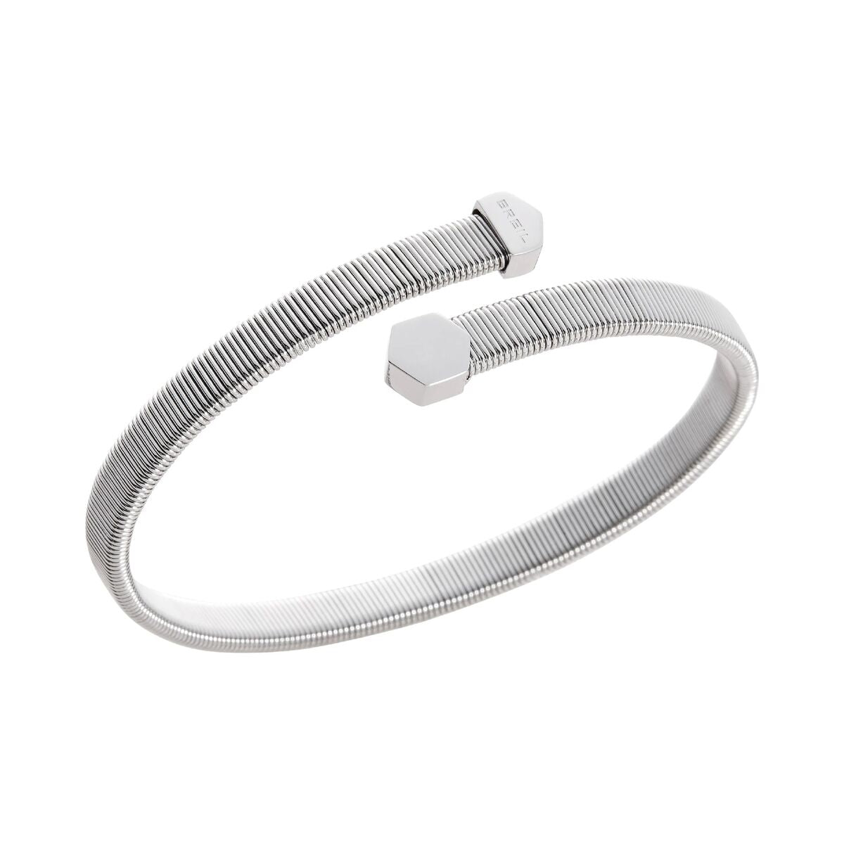 Zilverkleurige Breil armband voor dames met lichtgewicht design en hexagonale uiteinden.