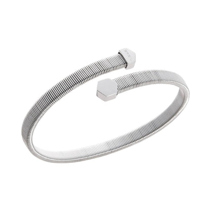 Zilverkleurige Breil armband voor dames met lichtgewicht design en hexagonale uiteinden.