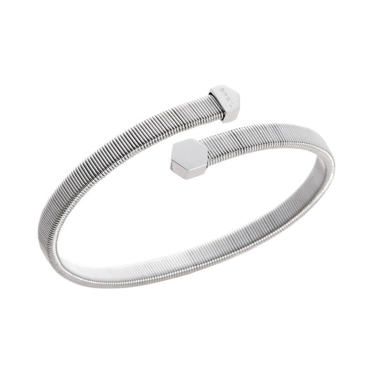 Zilverkleurige Breil armband voor dames met lichtgewicht design en hexagonale uiteinden.