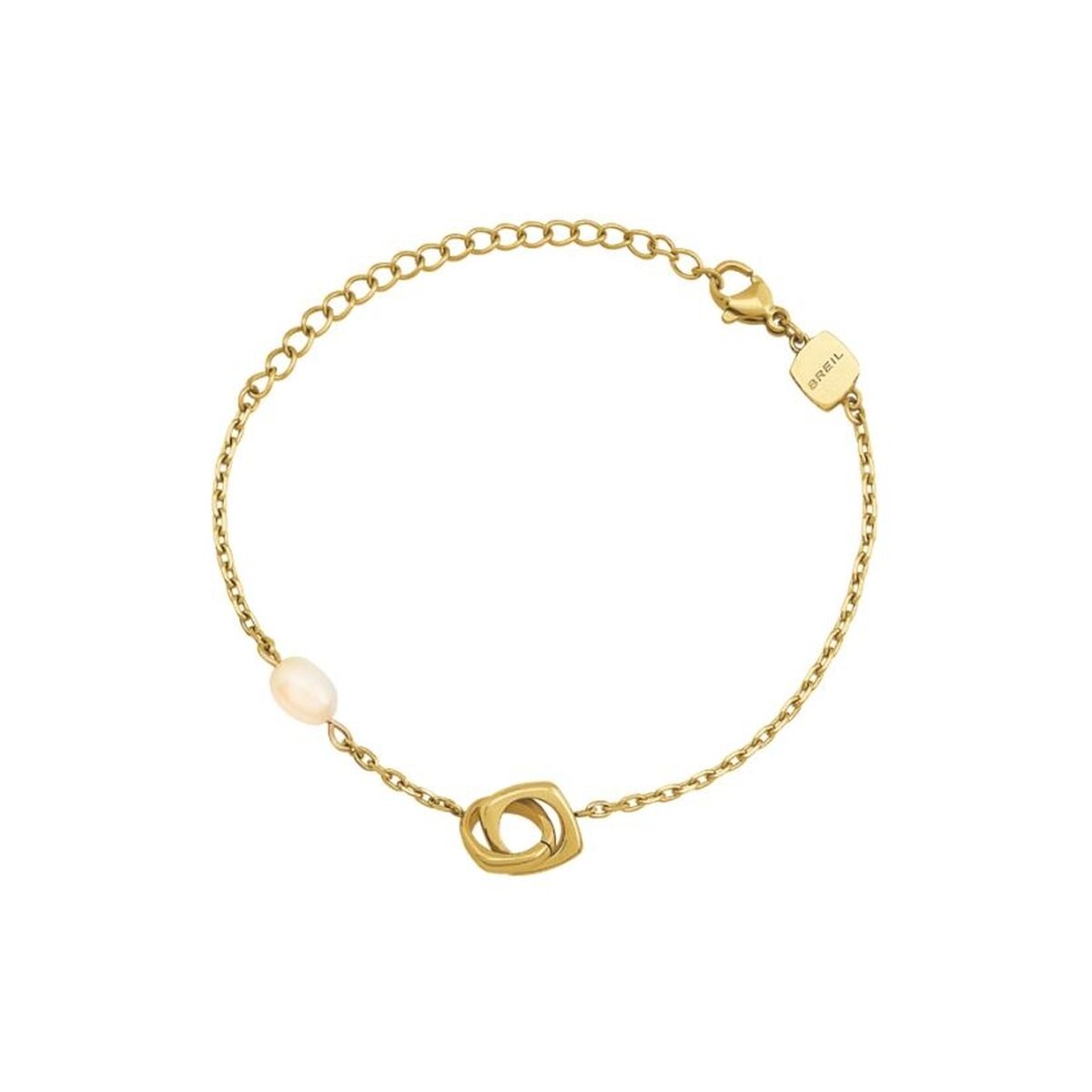 Elegante Breil armband voor dames van sterling zilver met een unieke schakel en parel.