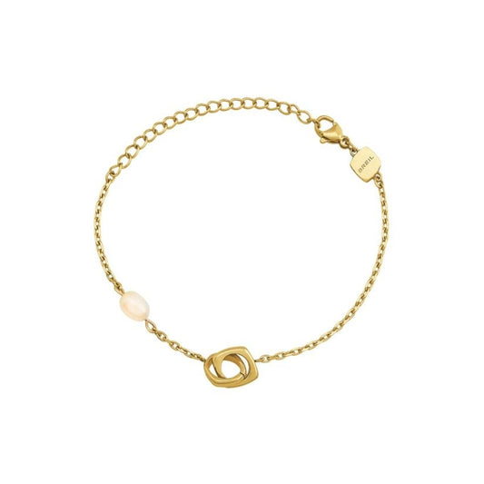 Elegante Breil armband voor dames van sterling zilver met een unieke schakel en parel.