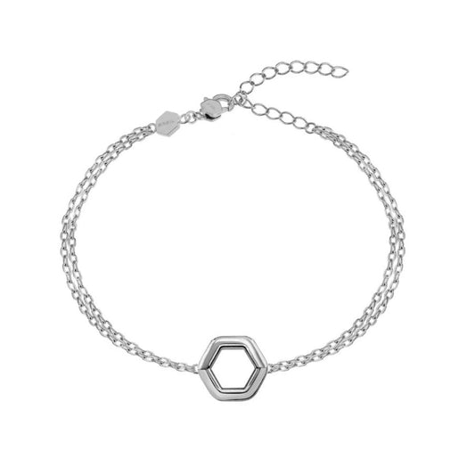 Breil armband voor dames in sterling zilver met elegant hexagonaal design.