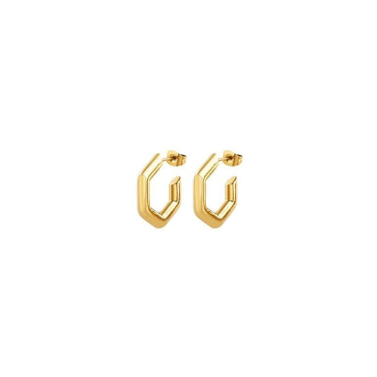 Gouden Breil oorbellen dames met een modern, geometrisch ontwerp.