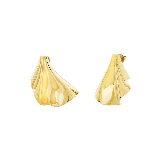 Gouden Breil oorbellen met een tijdloos ontwerp en elegante golvende vormen.