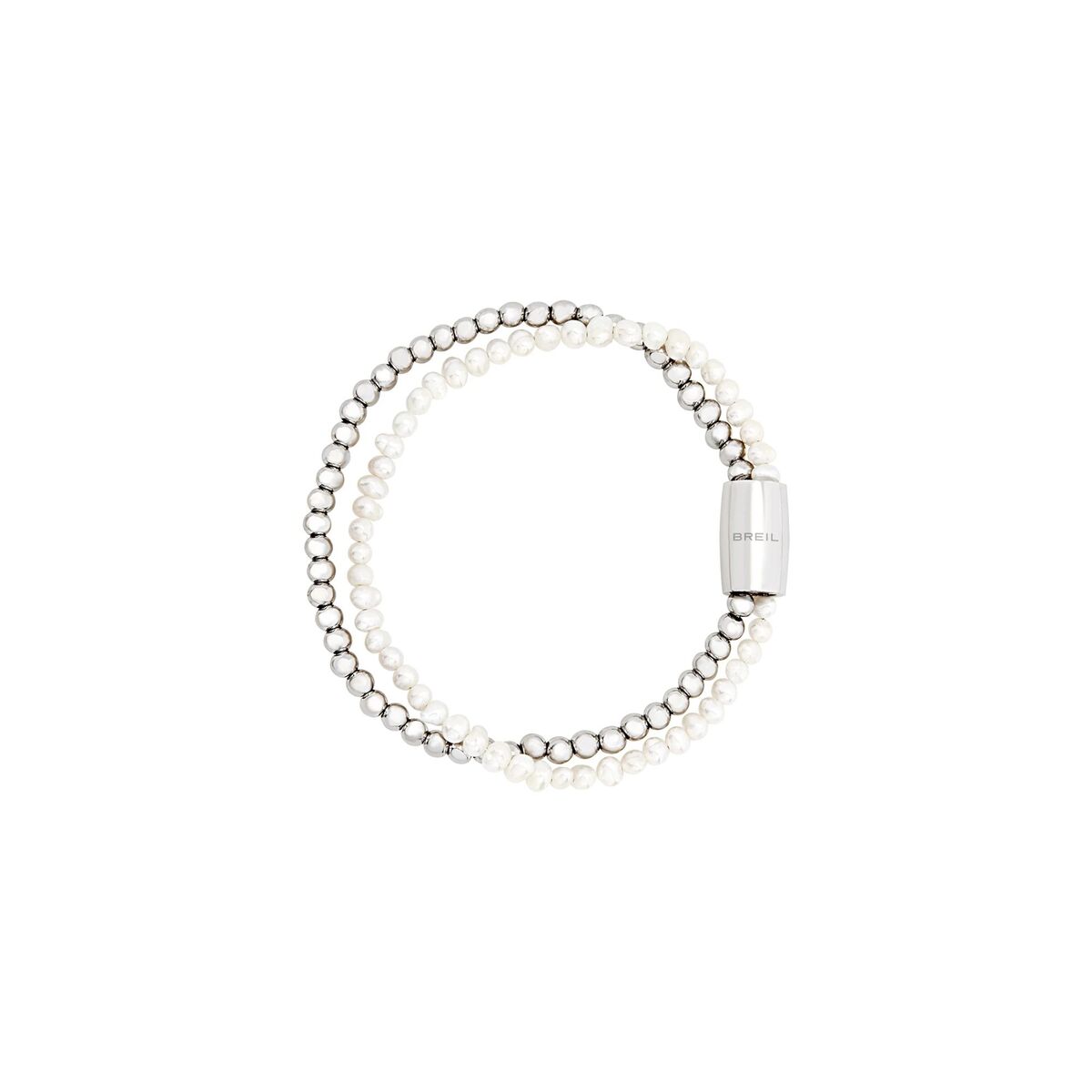 Breil armband voor dames van sterling zilver met elegante pareldetails.