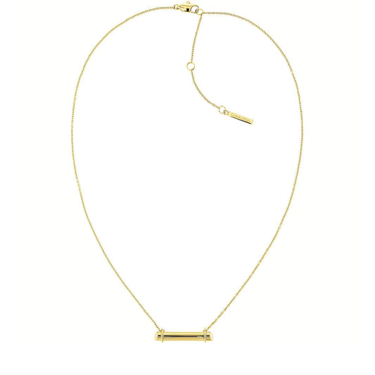 Gouden Calvin Klein ketting met een elegant, tijdloos ontwerp en een strakke bar pendant.