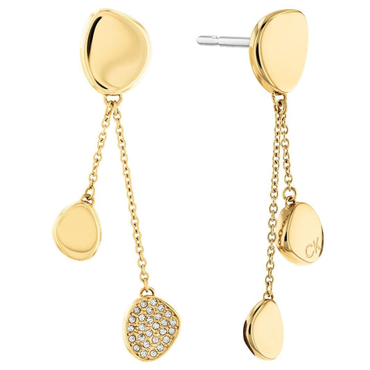 Calvin Klein damesoorbellen van sterling zilver 925 met elegante hangers en glinsterende details.