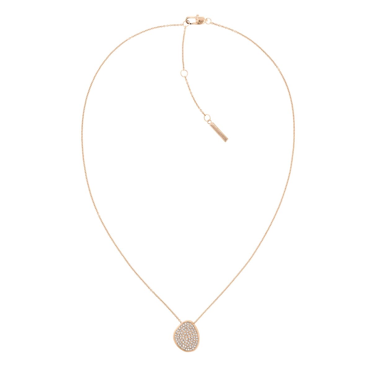 Calvin Klein damesketting van roestvrij staal met een stijlvolle hanger in een elegante roségouden tint.