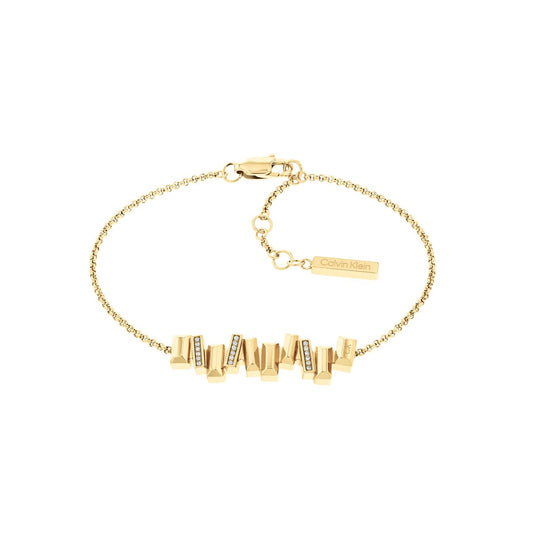 Gouden Calvin Klein armband voor dames met een elegant design en strassteentjes.