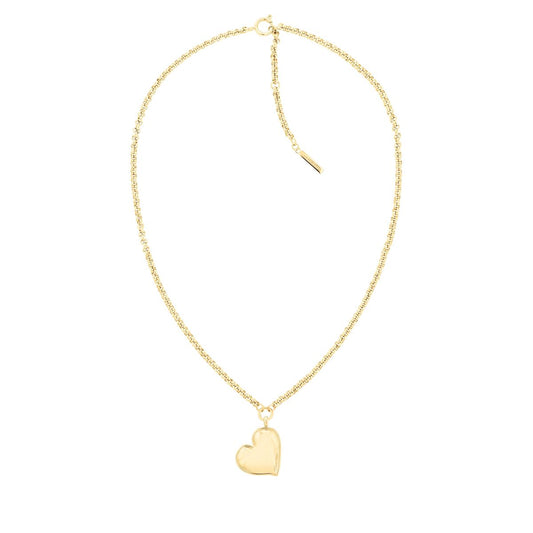 Gouden Calvin Klein ketting met hartvormige hanger, elegant en stijlvol.