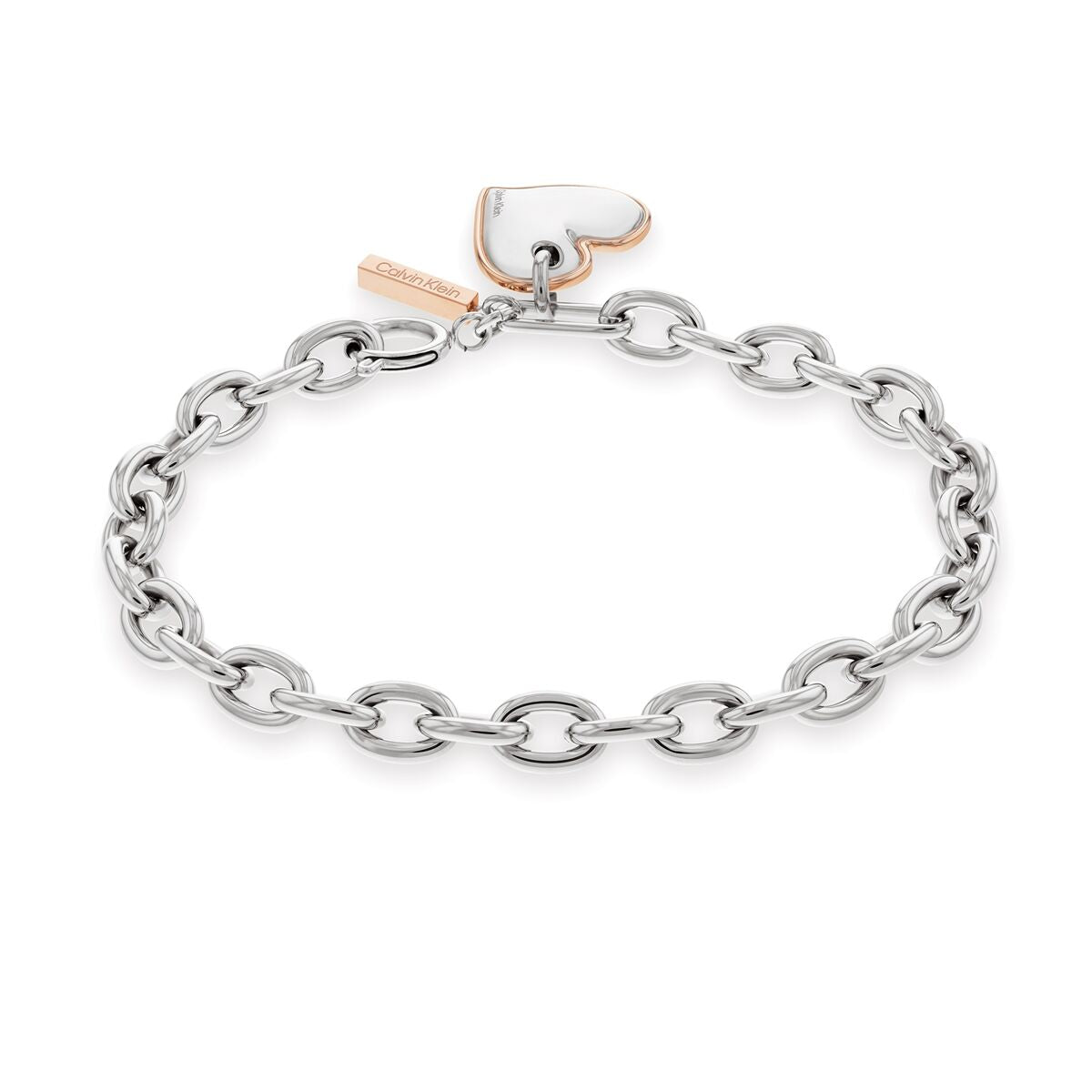 Calvin Klein dames armband van roestvrij staal met een tijdloos design en hartvormige sluiting.