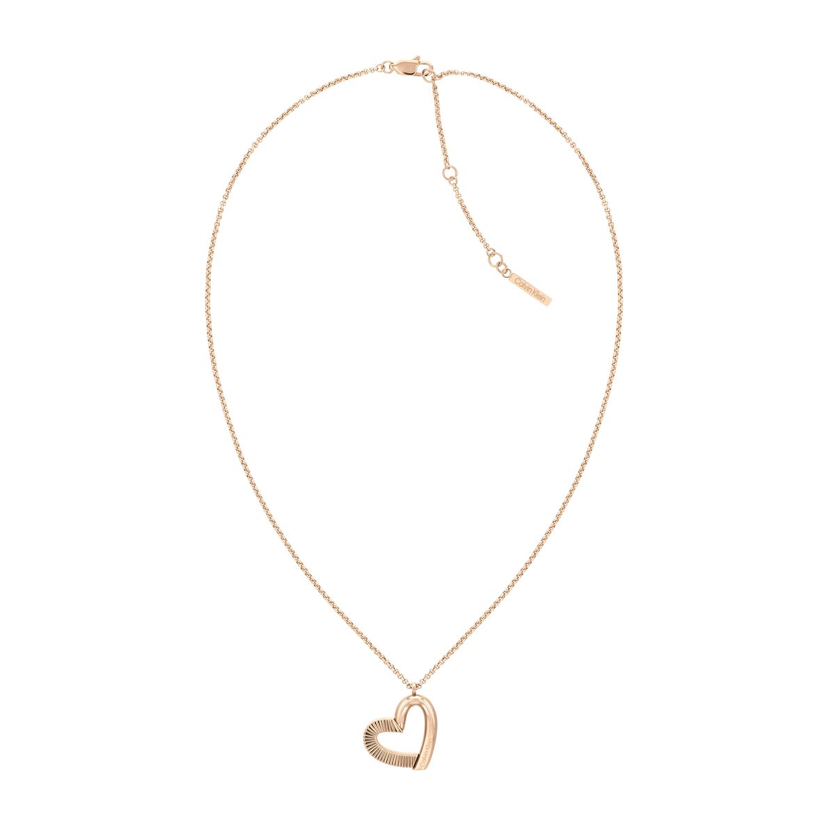 Calvin Klein damesketting met een elegant hartvormig hangertje in roségoud.
