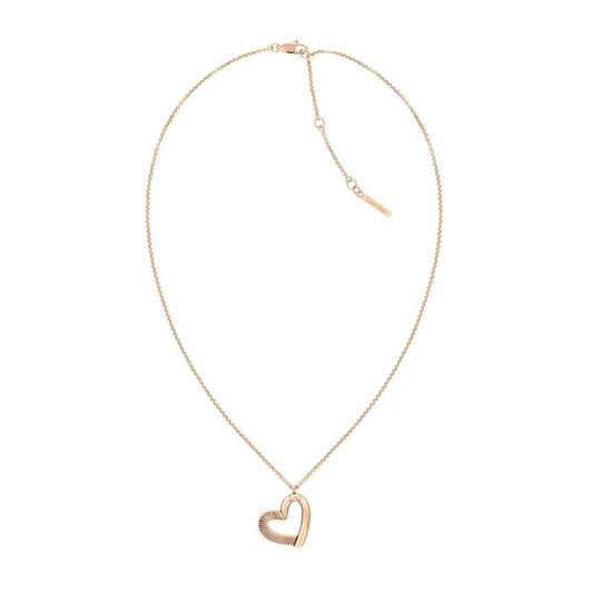 Calvin Klein damesketting met een elegant hartvormig hangertje in roségoud.