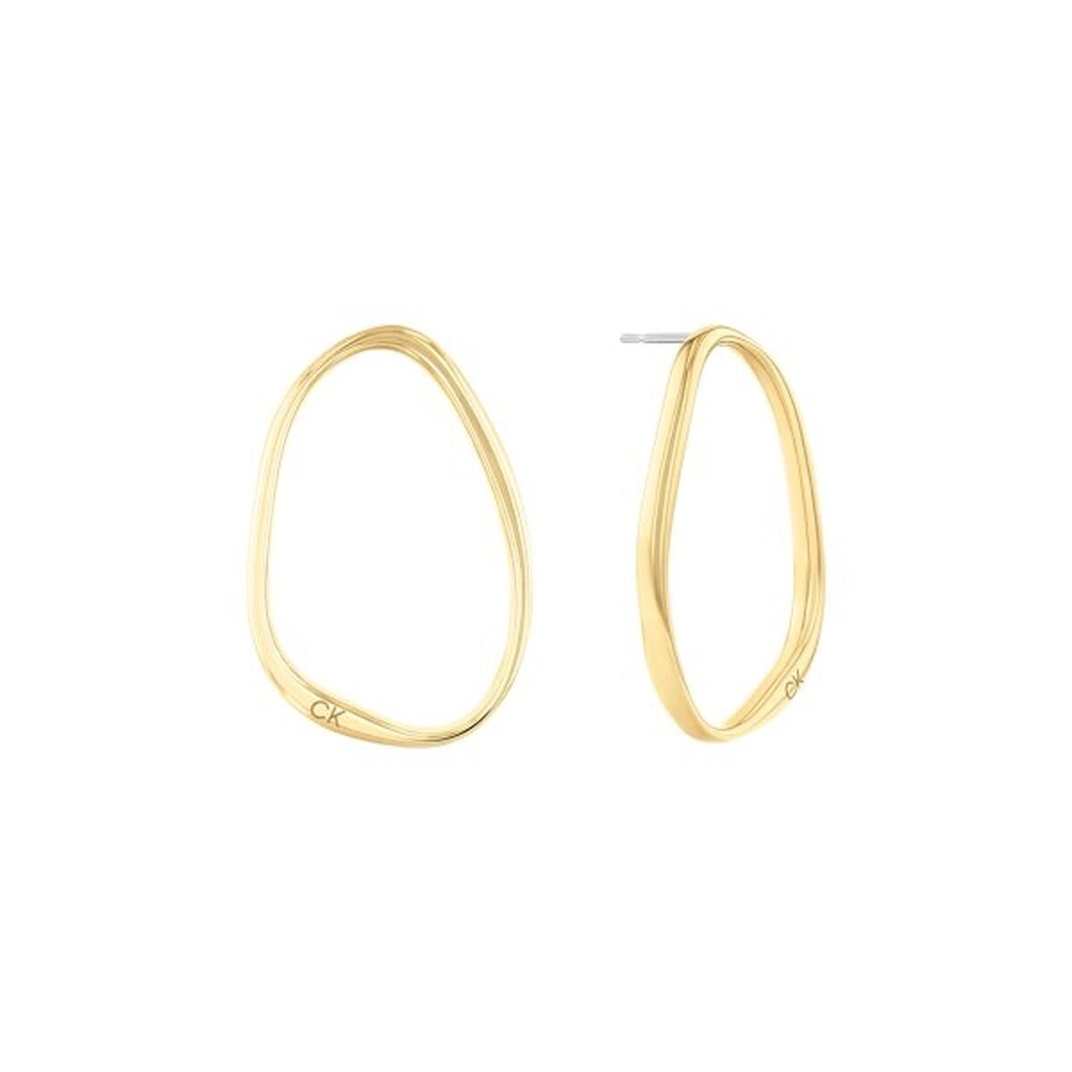 Calvin Klein sculptural oorbellen voor dames in elegant roestvrij staal met gouden afwerking.