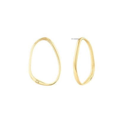 Calvin Klein sculptural oorbellen voor dames in elegant roestvrij staal met gouden afwerking.