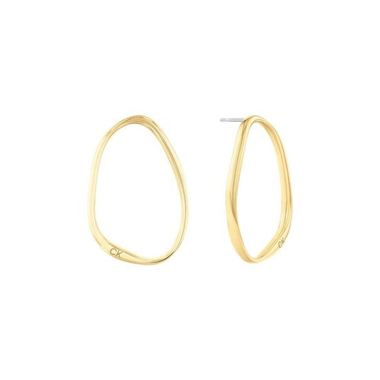 Calvin Klein sculptural oorbellen voor dames in elegant roestvrij staal met gouden afwerking.