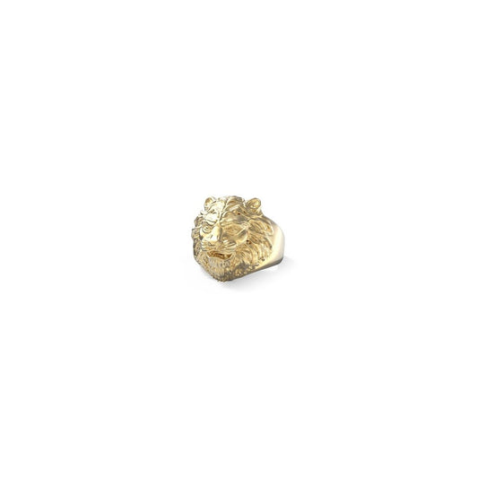 Gouden Guess ring voor dames met een stijlvol leeuwenkopdesign, maat 24.