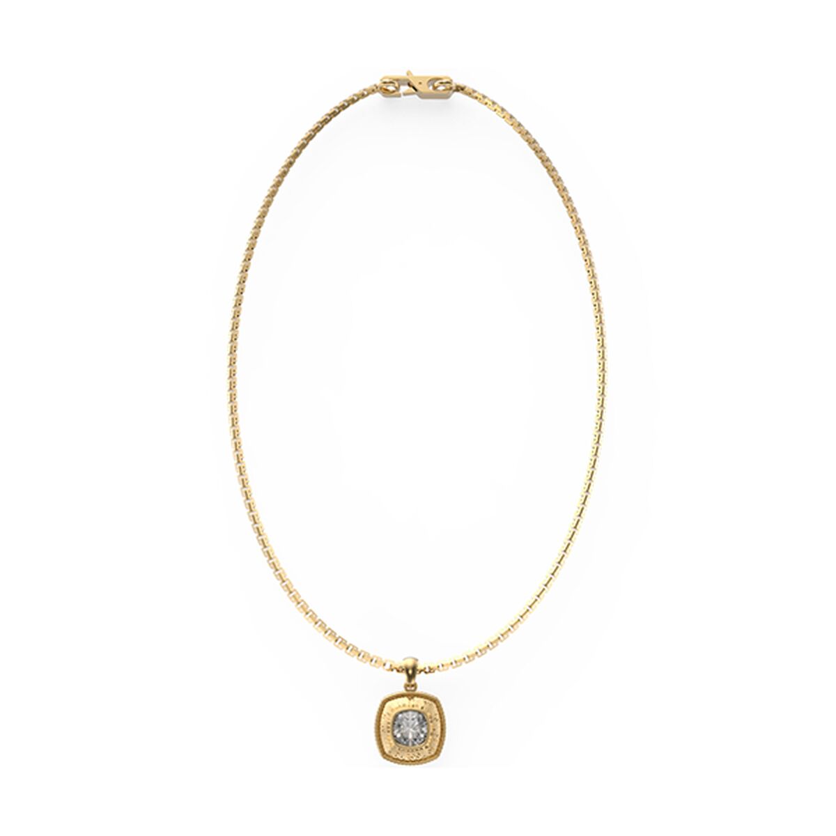 Detail van de Guess dames ketting met gouden afwerking en een hangertje.