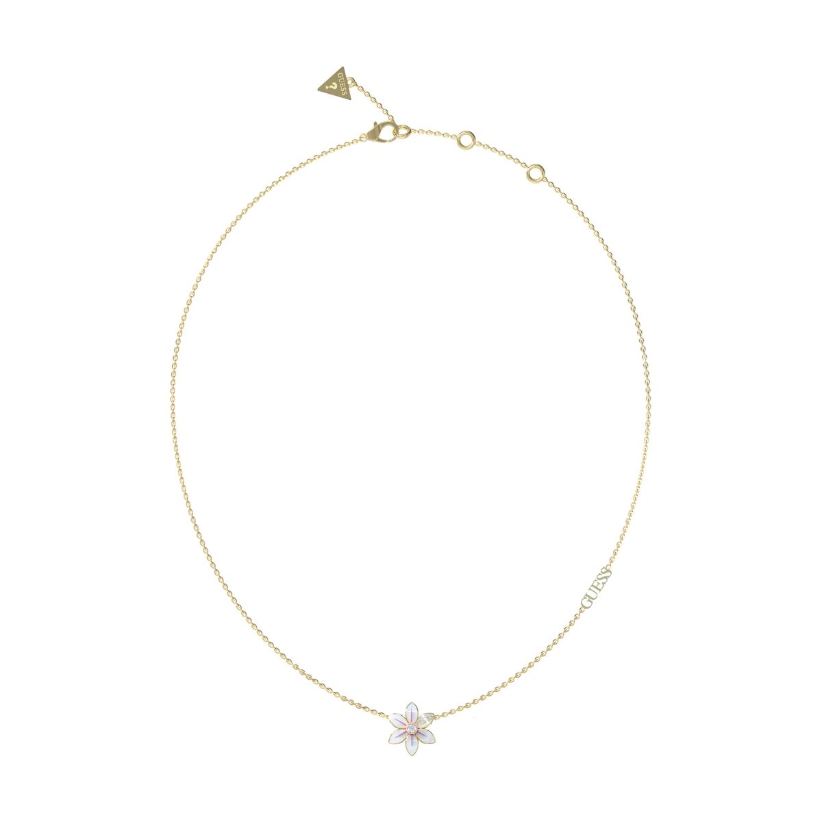Gouden Guess ketting met elegant bloemenontwerp, perfect voor elke gelegenheid.