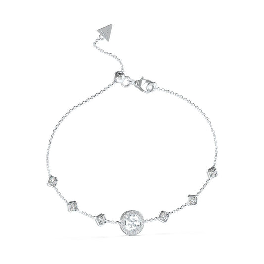 Zilverkleurige Guess armband met elegante steentjes, perfect voor elke gelegenheid.