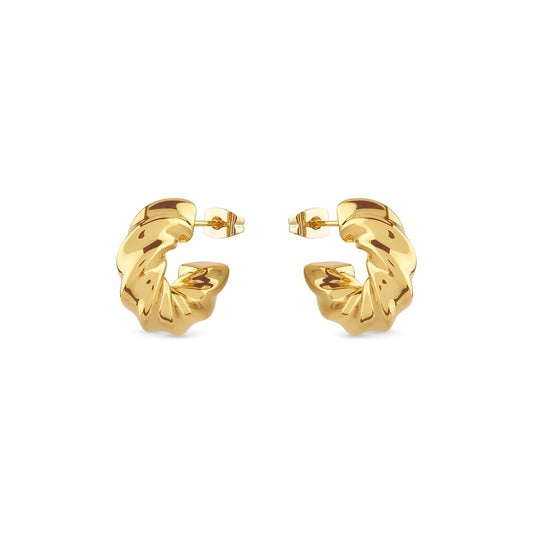 Gouden Guess oorbellen met een elegant, golvend ontwerp voor dames.