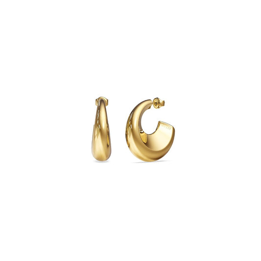 Gouden Guess oorbellen met een elegant, modern design in een stijlvolle vorm.