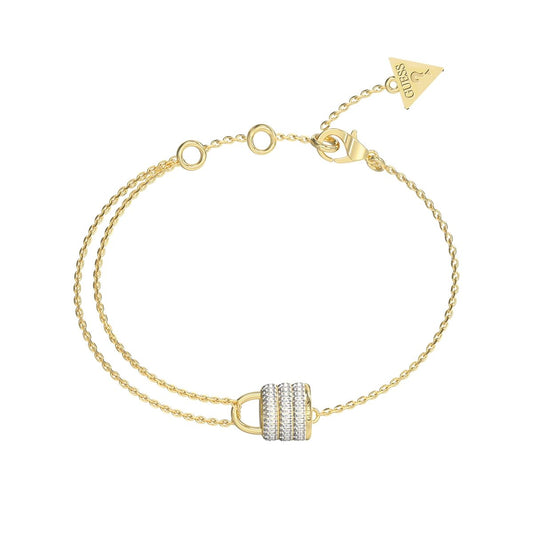 Gouden Guess armband voor dames met elegante details en glinsterende elementen.