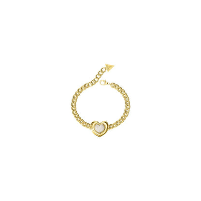 Gouden Guess armband voor dames met een elegant hartvormig design.