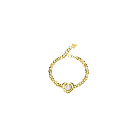 Gouden Guess armband voor dames met een elegant hartvormig design.