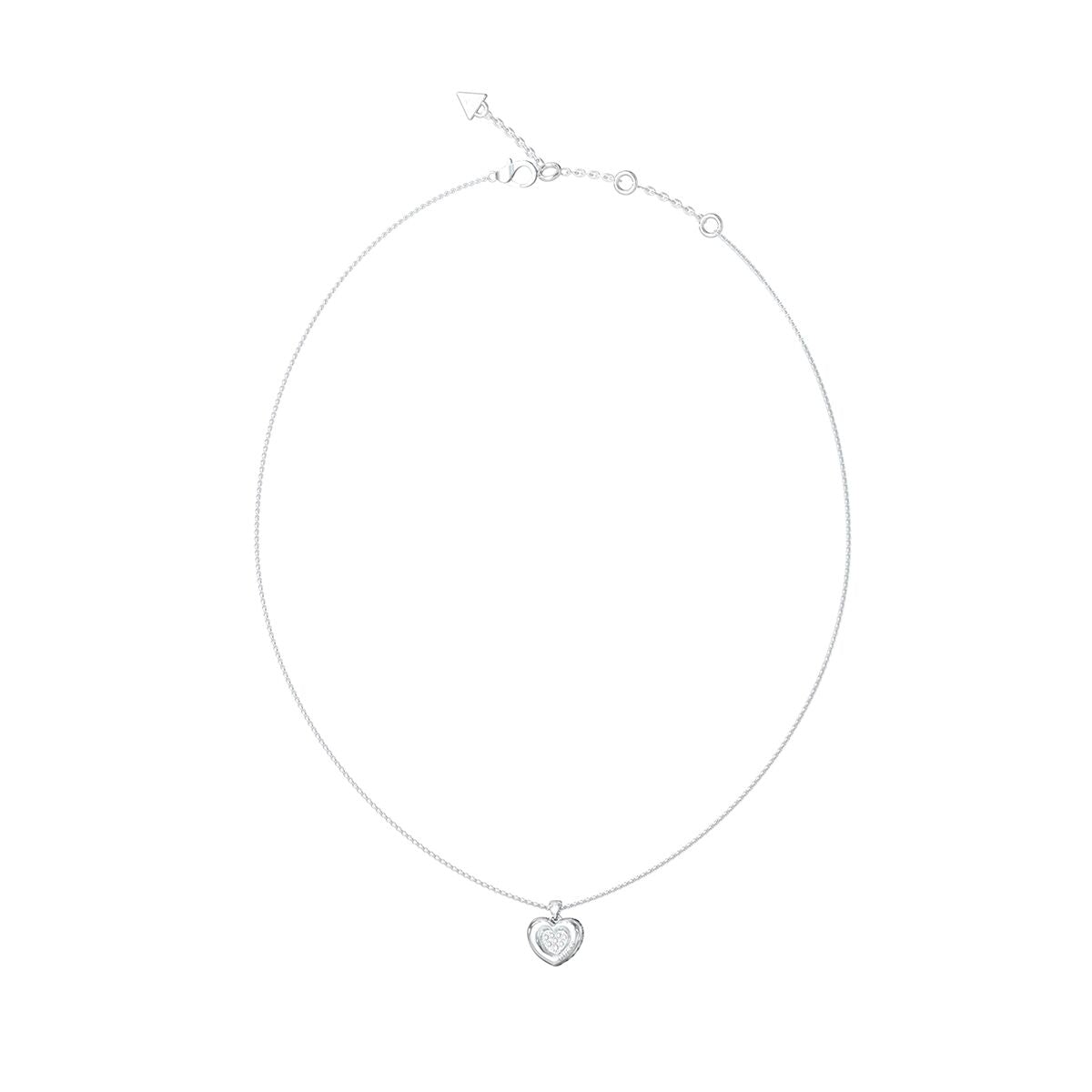 Zilverkleurige Guess ketting met hartvormige hanger, elegant design voor dames.