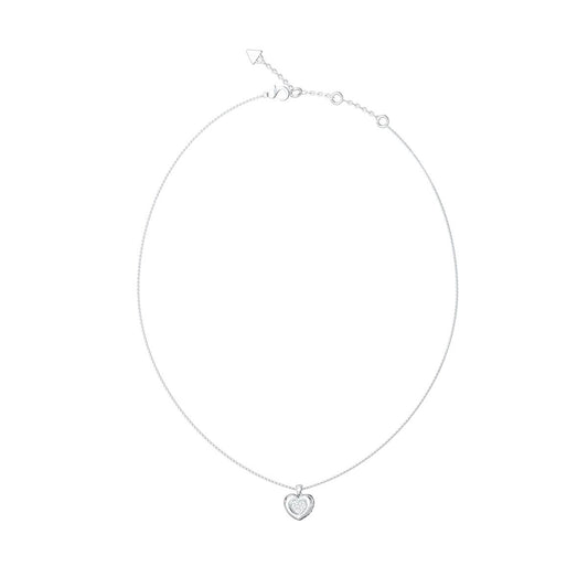 Zilverkleurige Guess ketting met hartvormige hanger, elegant design voor dames.