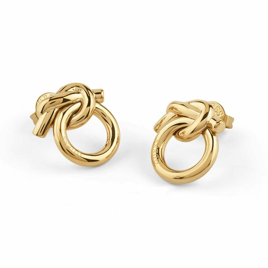 Gouden Guess oorbellen met een stijlvolle knoopdesign, perfect voor elke gelegenheid.