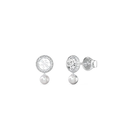 Chique Guess oorbellen met parel en sprankelende details, elegant ontwerp.