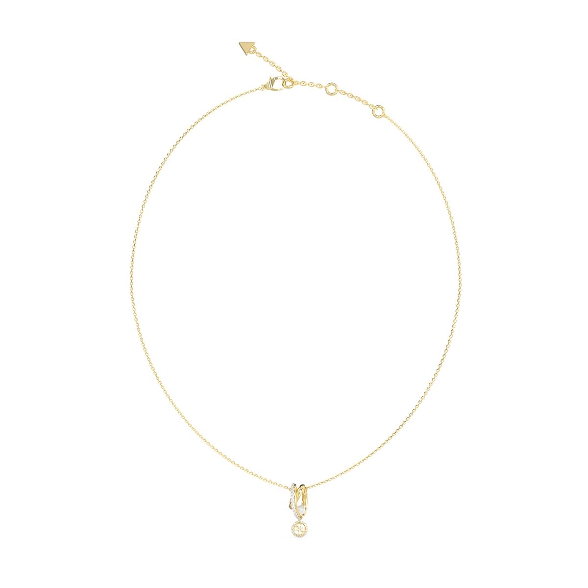 Gouden Guess ketting met elegante hanger en fijne schakel, tijdloos ontwerp.