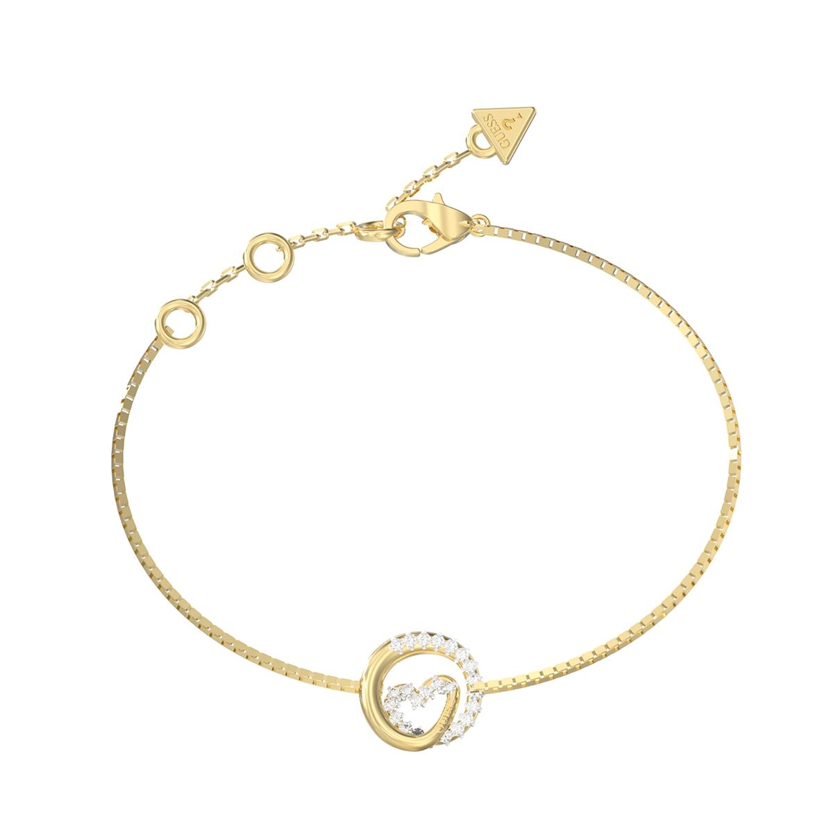 Gouden Guess armband voor dames met elegante sluiting en sprankelende details.